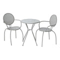 Alfresco Home 26-3015 Martini 3 Piece Greyhound Finish With 23.75" Round Table And 2 Stackable Chairs Bistro Dining Set