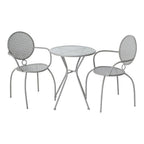 Alfresco Home 26-3015 Martini 3 Piece Greyhound Finish With 23.75" Round Table And 2 Stackable Chairs Bistro Dining Set