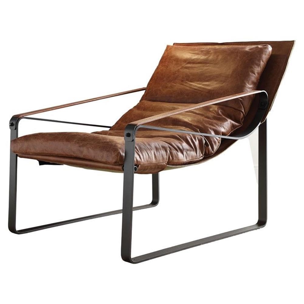 Acme Quoba Top Grain Leather Upholstery Accent Chair in Cocoa