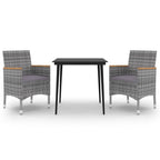 vidaXL 7-Piece Outdoor Patio Dining Set - Weather-Resistant Black Poly Rattan & Glass Table with Cream White Cushions - Easy Assembly, Stylish Design