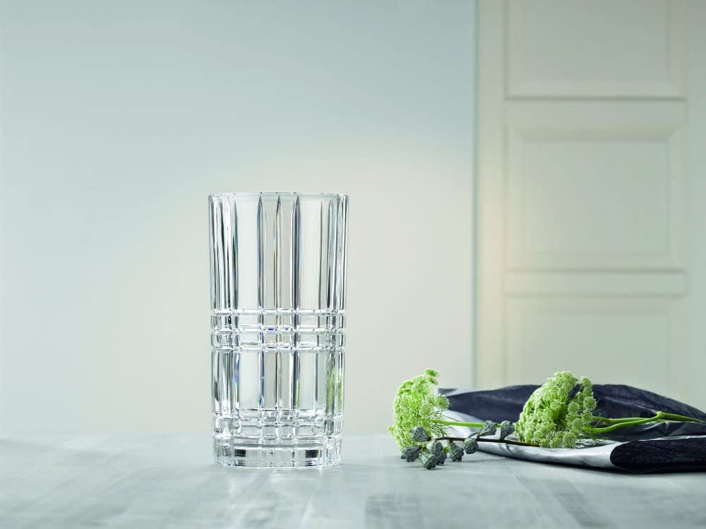 Nachtmann Square Collection, 11'' Glass Vase, Modern Geometric Design, Bavarian Crystal, Clear, Dishwasher Safe