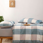 Nsnlgsgc Buffalo Plaid Duvet Cover Set Grayish Blue Twin,Check Simple Geometric Square Pattern Bedding Set,Modern Soft Washed Mi