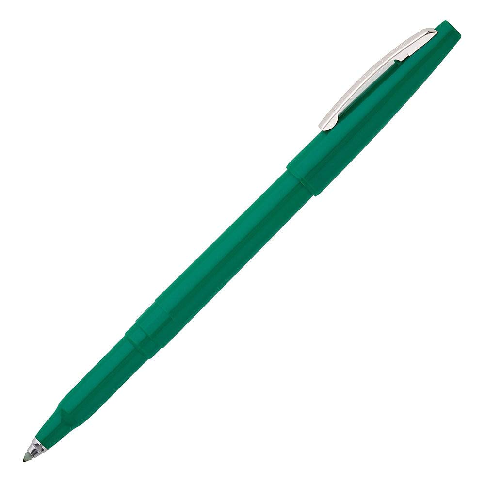 Pentel R100D Rolling Writer Stick Roller Ball Pen, .8Mm, Green Barrel/Ink (Pack Of 12)
