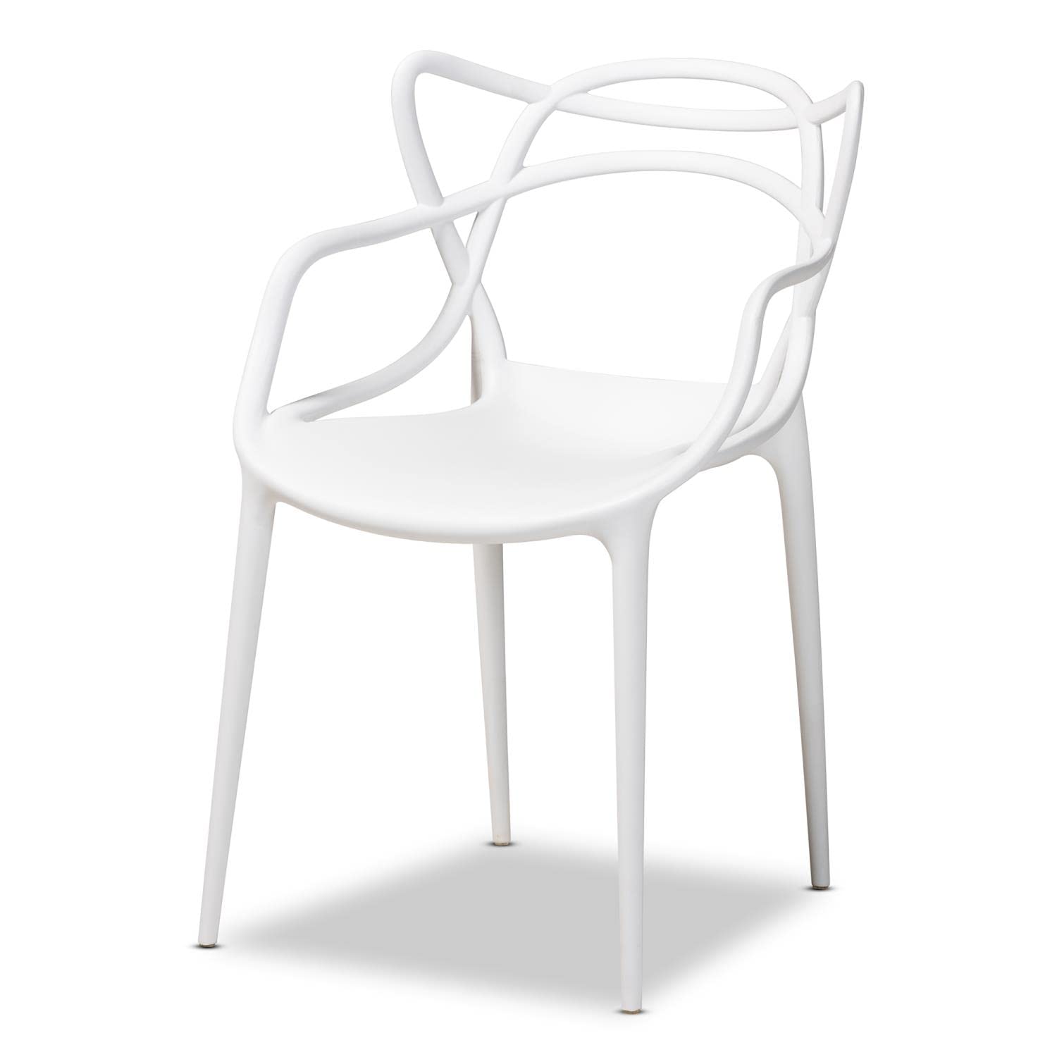 Baxton Studio Landry Modern and Contemporary White Finished Polypropylene Plastic 4-Piece Stackable Dining Chair Set
