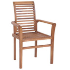 vidaXL Patio Dining Chairs 2 Pcs with Taupe Cushions - Solid Teak Wood Stacking Garden/Indoor Slatted Seats