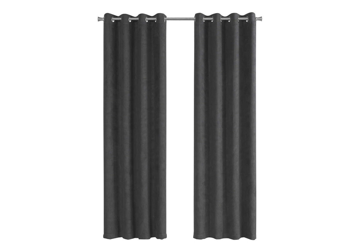 Monarch Specialties Curtain Panel Room Darkening, Micro Suede 84&quot;H Grey