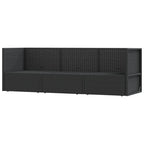 vidaXL 3 Piece Patio Lounge Set – Black Poly Rattan Furniture, includes Adjustable Corner Sofa, Middle Sofa, Seat Cushions and Back Cushions, Weather Resistant, Easy Assembly Needed.