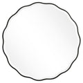 Uttermost Aneta Round Feminine Scalloped Shape Wood Mirror in Satin Black