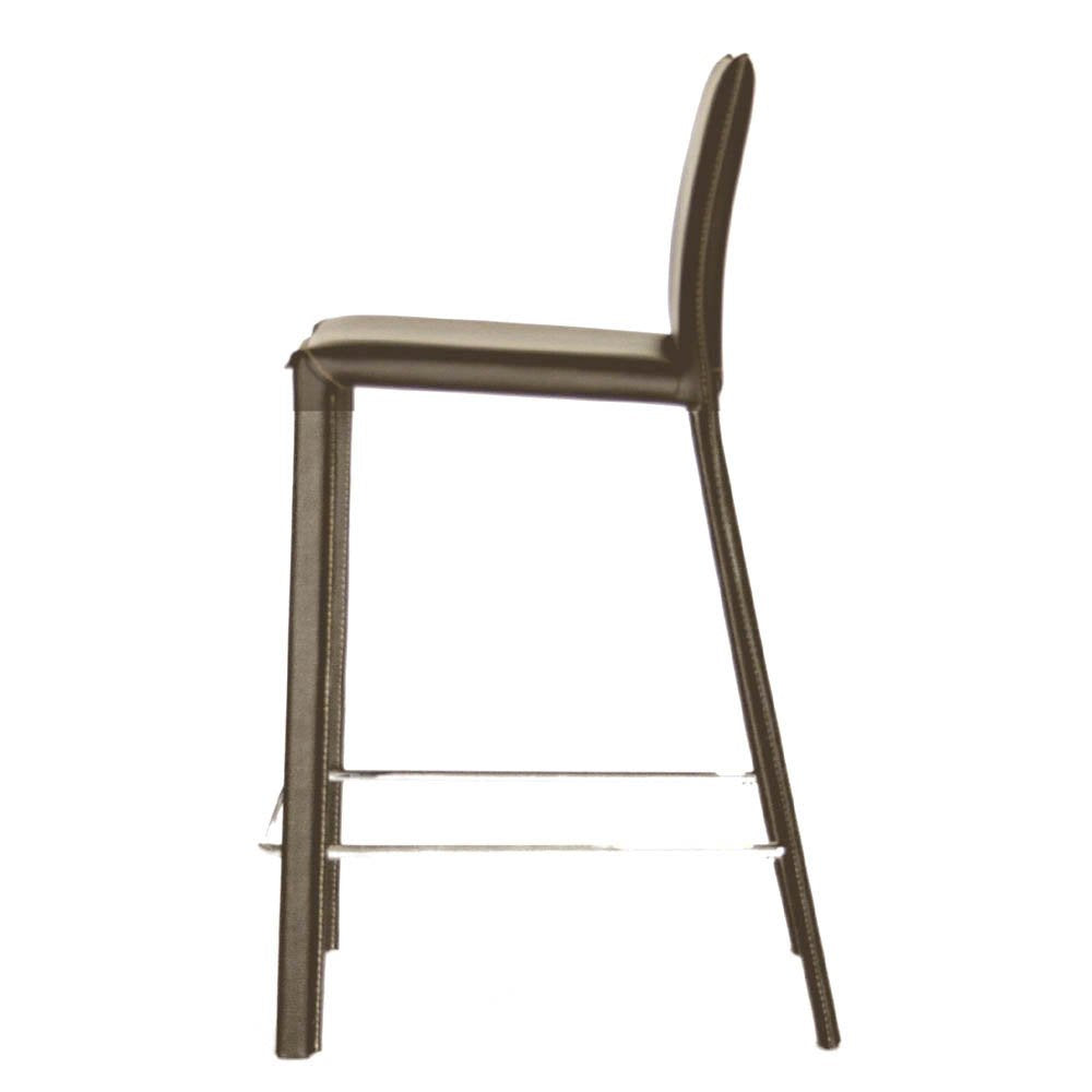 Baxton Studio Crawford Brown Leather Counter Height Stool - Thumbnail 5