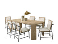 Magnus Oak Finish Extendable Rectangular Dining Table Set with Cream Color Upholstered Chairs