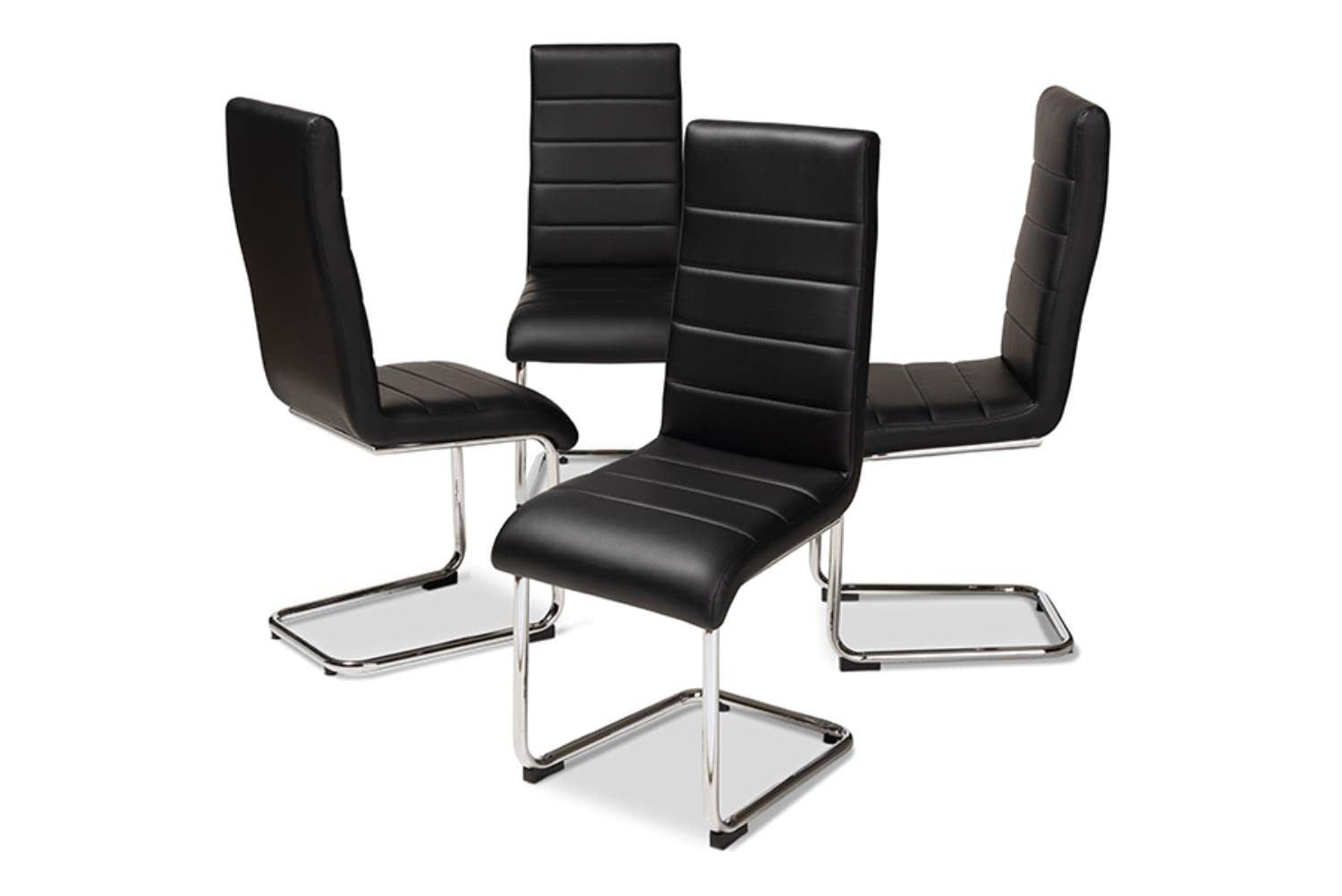 Baxton Studio Marlys Modern and Contemporary Black Faux Leather Upholstered Dining Chair