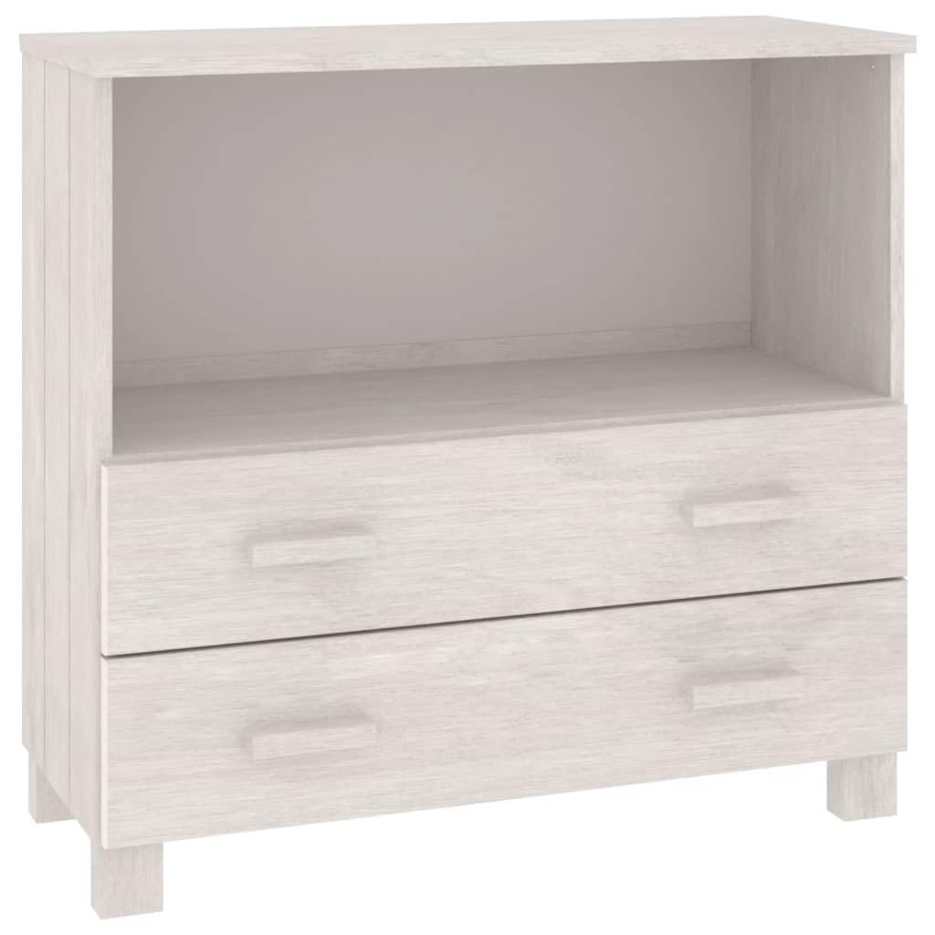 vidaXL Solid Pinewood Sideboard HAMAR- White 33.5"x13.8"x31.5"- Decorative and Practical Storage Solution- Elegant Design with Sturdy Tabletop, Ample Space with Compartments and Drawers