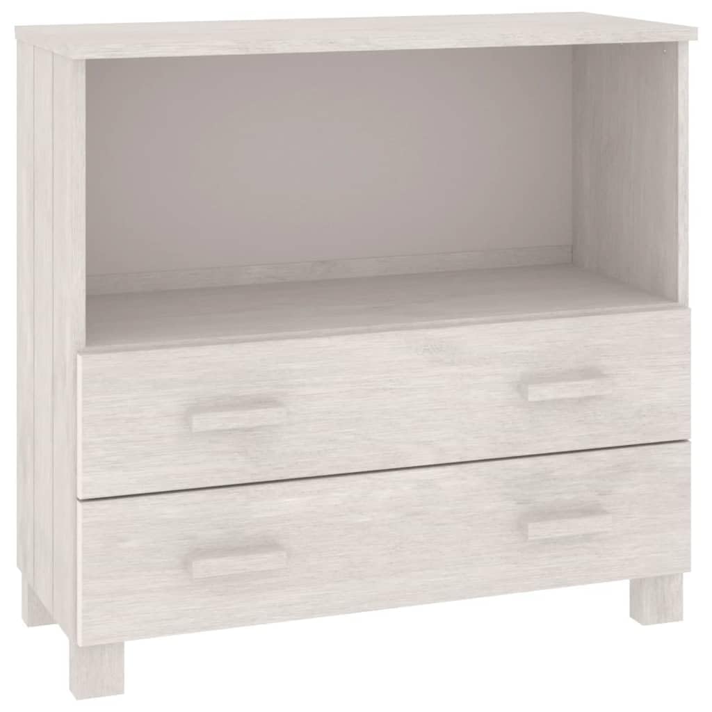 vidaXL Solid Pinewood Sideboard HAMAR- White 33.5&quot;x13.8&quot;x31.5&quot;- Decorative and Practical Storage Solution- Elegant Design with Sturdy Tabletop, Ample Space with Compartments and Drawers