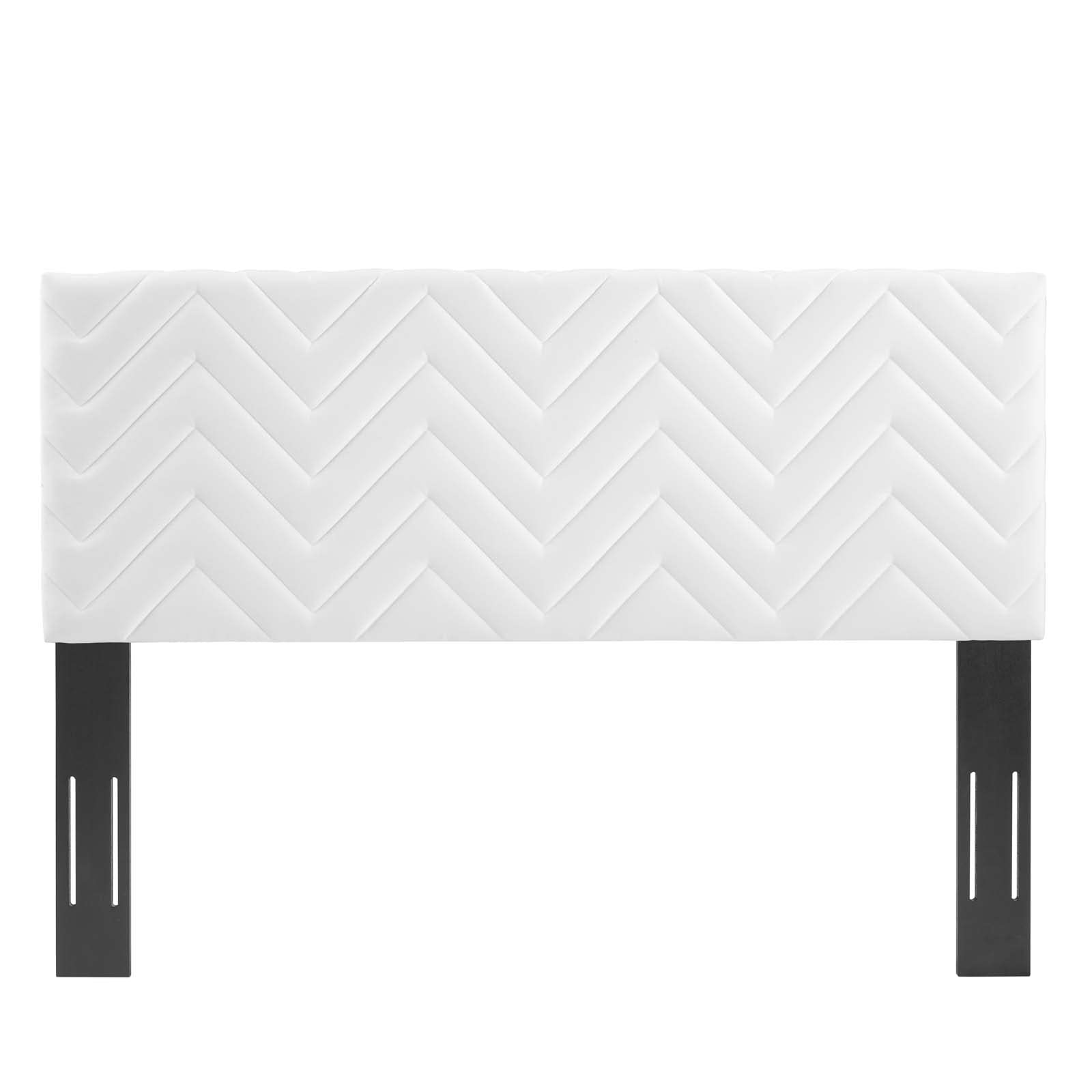 Modway Mod-6658-Whi Mercy Chevron Tufted Performance Velvet Twin Headboard, White