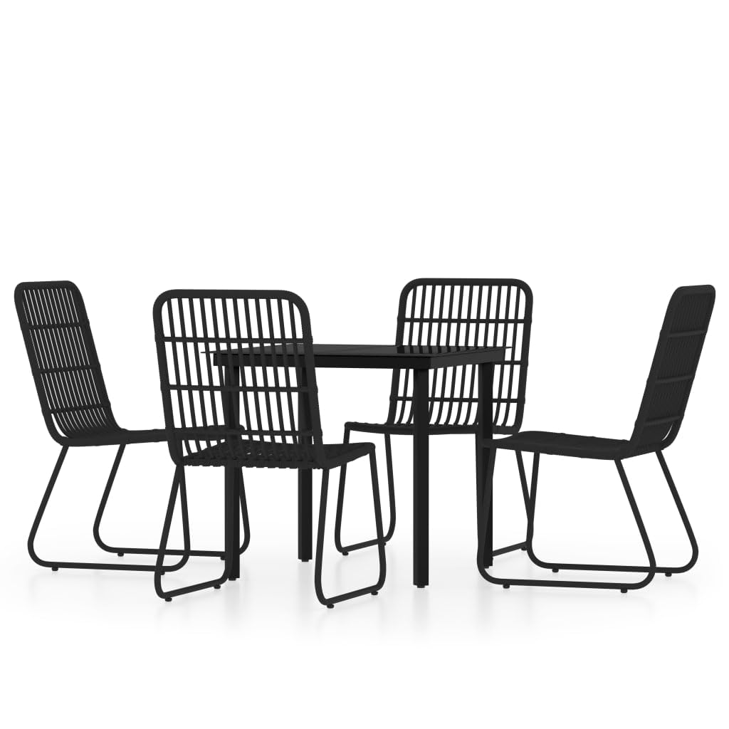 Vidaxl 9 Piece Black Patio Dining Set - Weather-Resistant Outdoor Furniture, Lightweight, Stable Steel Frame, Uv Resistant Pe Rattan, Easy-To-Clean Glass Tabletop