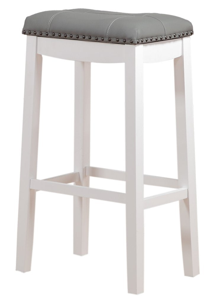 Angel Line Cambridge Padded Saddle Stool with Cushion, 29 Set of 1, White with Gray