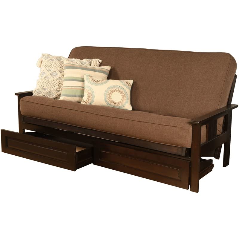 Kodiak Furniture Monterey Espresso Storage Sofa with Cocoa Brown Fabric Mattress