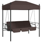 Vidaxl Patio Swing Bench With Canopy Coffee Brownsteel