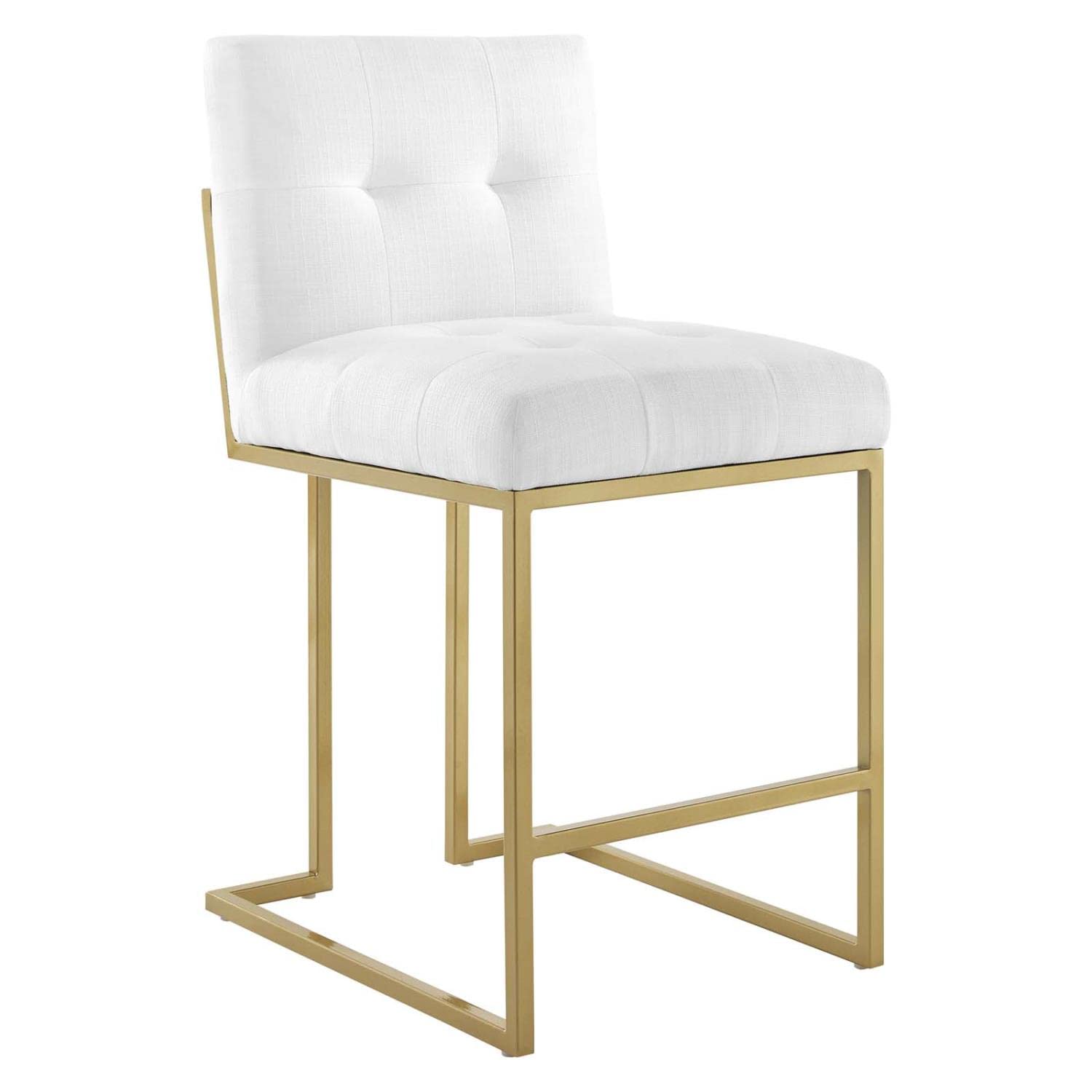 Modway EEI-5571-GLD-WHI Privy Counter Stool Upholstered Fabric Set of 2, Gold White