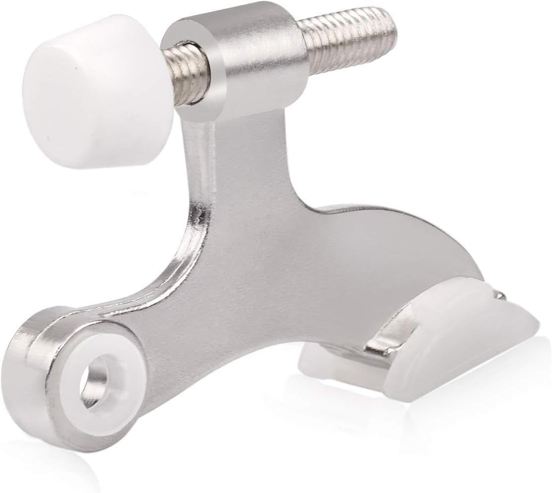 Homotek 48 Pack Hinge Pin Satin Nickel Door Stopper,Adjustable Deluxe Heavy Duty Door Stopper 2-1/2'X1-3/4,With White Rubber Bu