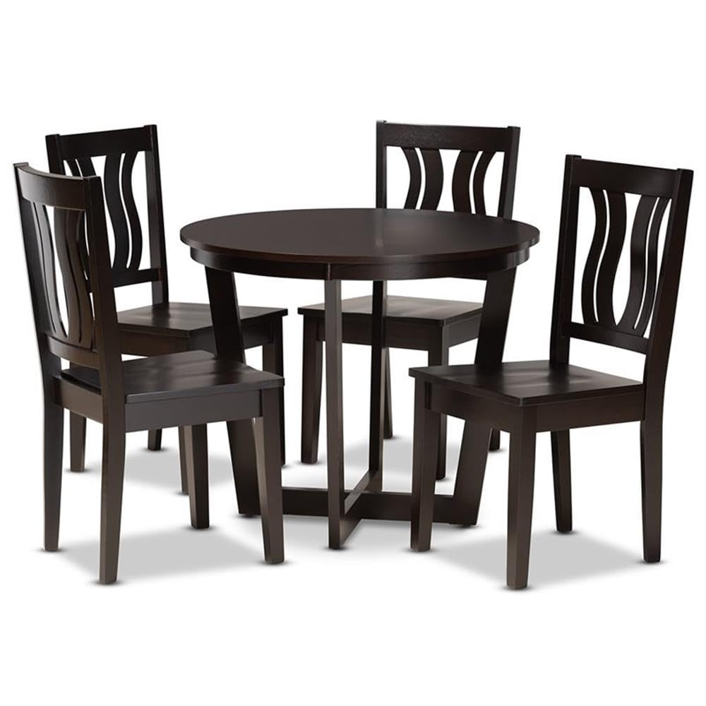 Baxton Studio Elodia Modern and Contemporary Transitional Dark Brown Finished Wood 5-Piece Dining Set