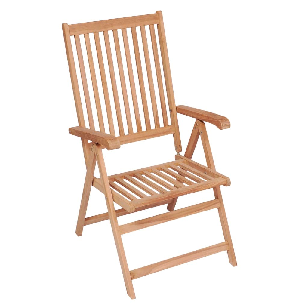 vidaXL Reclining Patio Chairs - Set of 4 Retro-Styled Solid Teak Wood Recliners - Brown Adjustable Backrest Chairs for Outdoor Seating - Foldable Structure for Ease of Storage