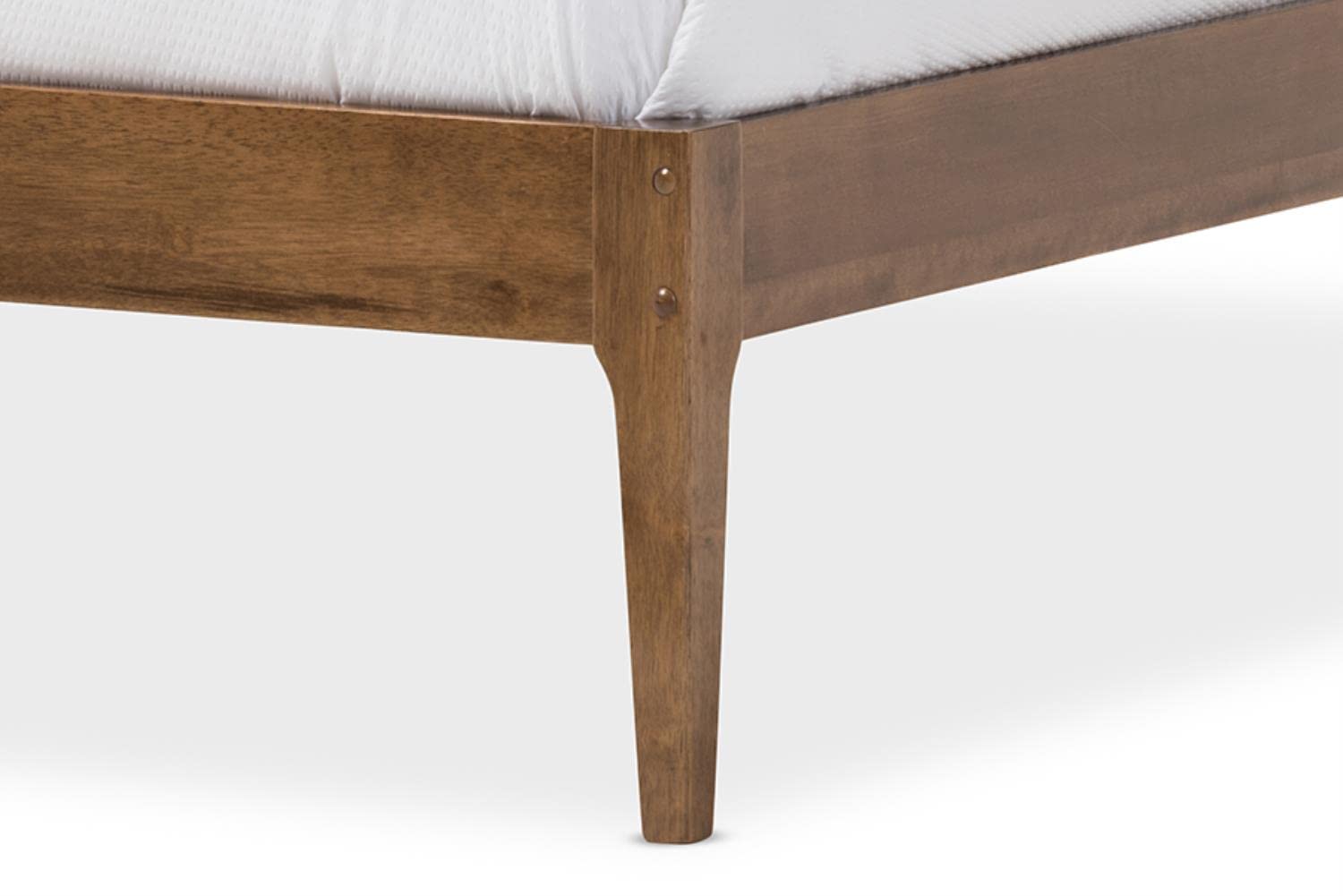 Baxton Studio Bentley Mid-Century Modern Walnut Finishing Solid Wood Queen Size Bed Frame