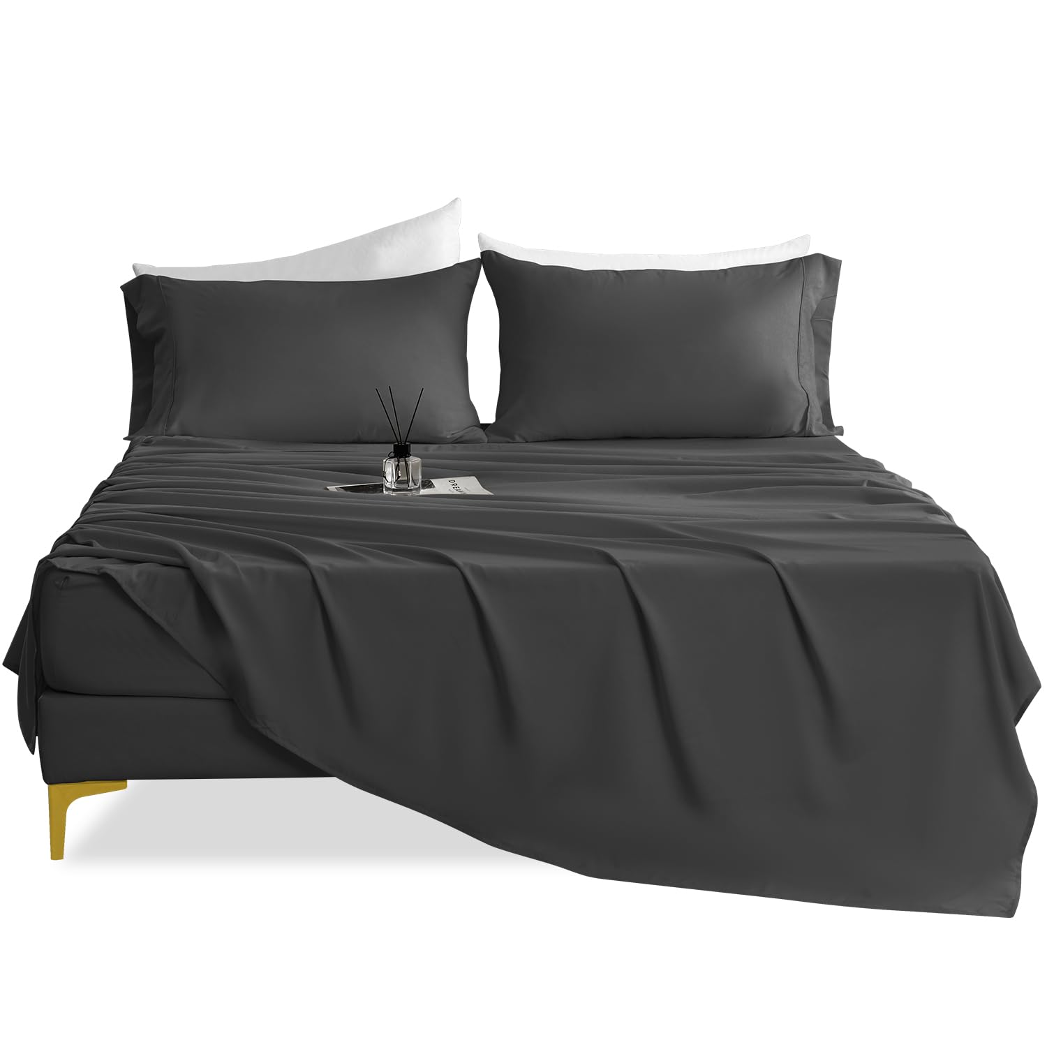 Cozysmile Queen Sheet Set - 4 Piece Silky Soft Breathable Bed Sheet & Pillowcase Set, 16'' Deep Pocket Hotel Luxury Wrinkle Free