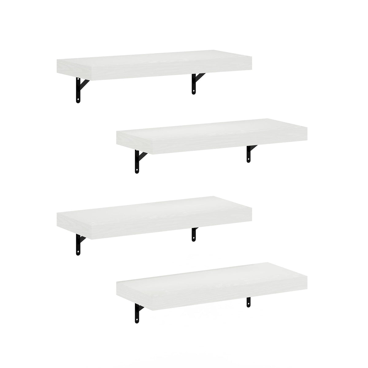 Furinno Tanna 22-Inch Wall Mounted Floating Display Shelves, White Texture, Set of 4