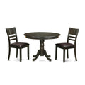 East West Furniture HLLY3-CAP-LC 3 Piece Modern Dining Table Set Contains a Round Wooden Table with Pedestal and 2 Faux Leather Dining Room Chairs, 42x42 Inch, Cappuccino