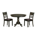 East West Furniture HLLY3-CAP-LC 3 Piece Modern Dining Table Set Contains a Round Wooden Table with Pedestal and 2 Faux Leather Dining Room Chairs, 42x42 Inch, Cappuccino