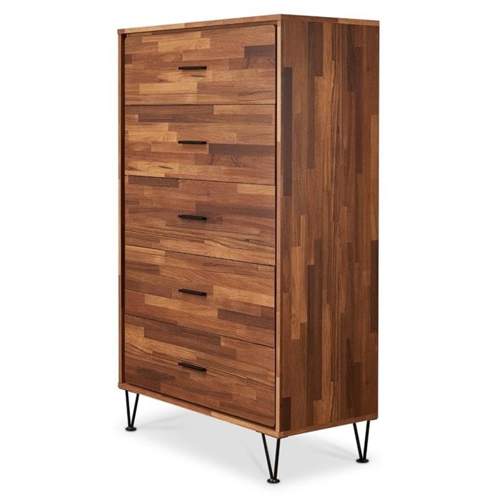 Acme Deoss Wooden Rectangular Chest with 5 Storage Drawers in Walnut