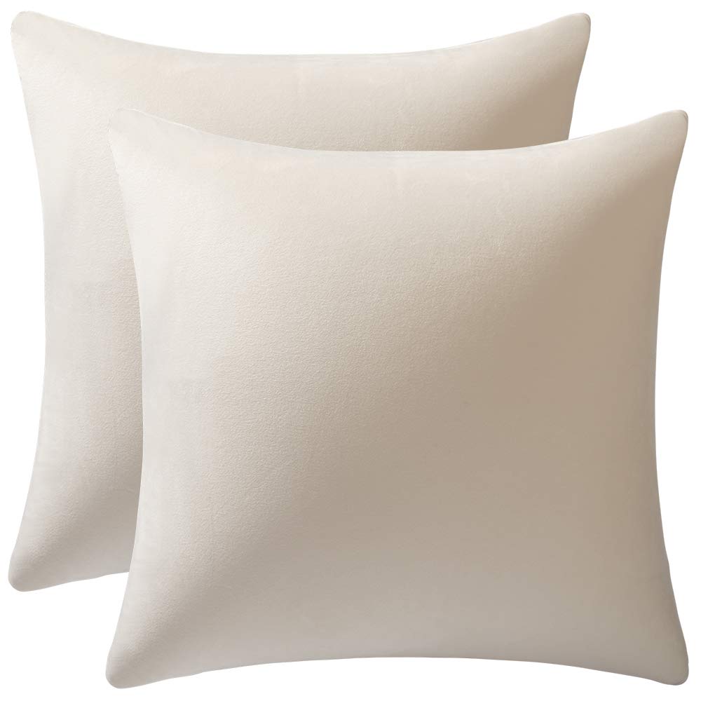 Dezene Couch Pillow Covers 22X22 Cream: 2 Pack Cozy Soft Velvet Square Throw Pillow Cases For Farmhouse Home Decor