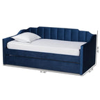 Baxton Studio Lennon Modern and Contemporary Navy Blue Velvet Fabric Upholstered Twin Size Daybed with Trundle
