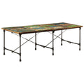 vidaXL Dining Table - 86.6"x35.4"x30.3" Solid Reclaimed Wood/Metal Legs - Industrial Charm Dining Room/Kitchen Table - Multicolor Variations