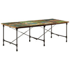 vidaXL Dining Table - 86.6"x35.4"x30.3" Solid Reclaimed Wood/Metal Legs - Industrial Charm Dining Room/Kitchen Table - Multicolor Variations
