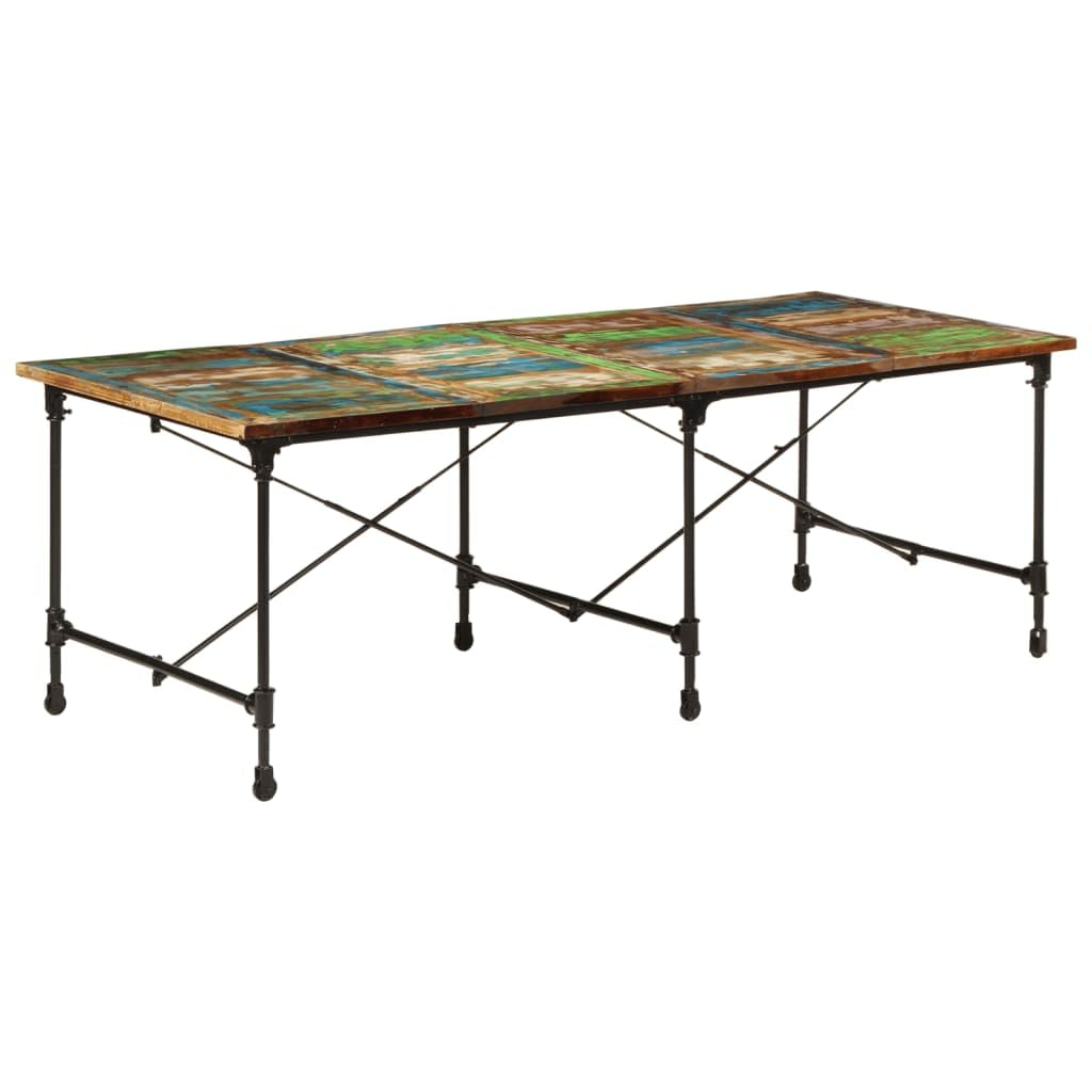 vidaXL Dining Table - 86.6"x35.4"x30.3" Solid Reclaimed Wood/Metal Legs - Industrial Charm Dining Room/Kitchen Table - Multicolor Variations