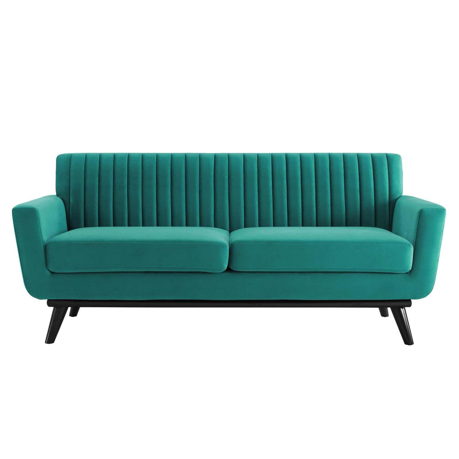 Modway Engage Channel Tufted Performance Velvet Loveseat in Teal