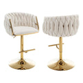 Best Quailty Furniture Cream Adjustable Velvet Barstools With Gold Chrome (Set Of 2)