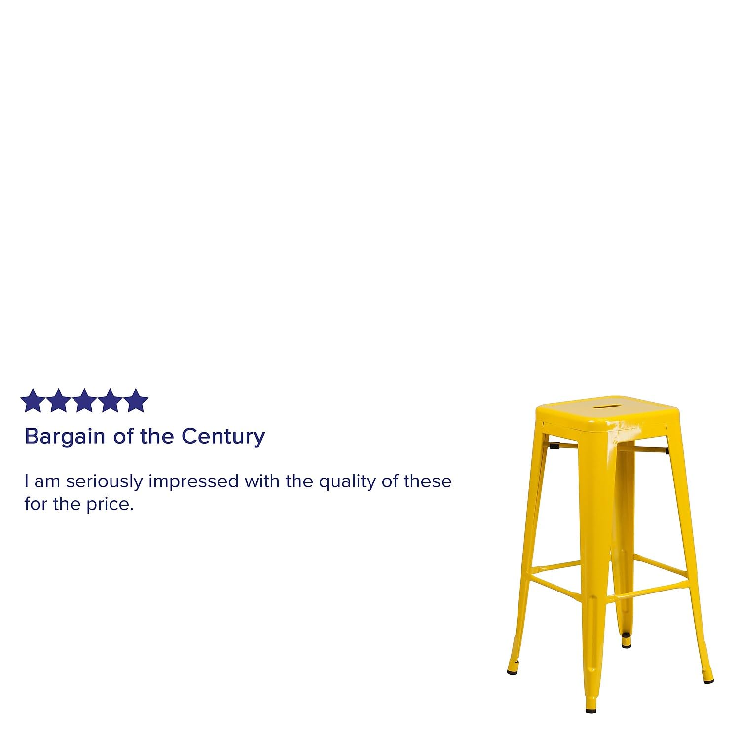 30 Inch High Backless Metal Indoor/Outdoor Barstool W/Square Seat, Yellow