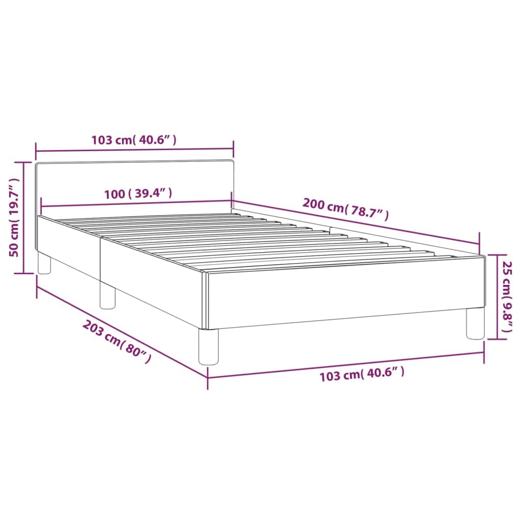 vidaXL Bed Frame with Headboard Home Indoor Bed Accessory Bedroom Upholstered Single Bed Base Furniture Dark Gray 39.4"x79.9" Twin XL Fabric