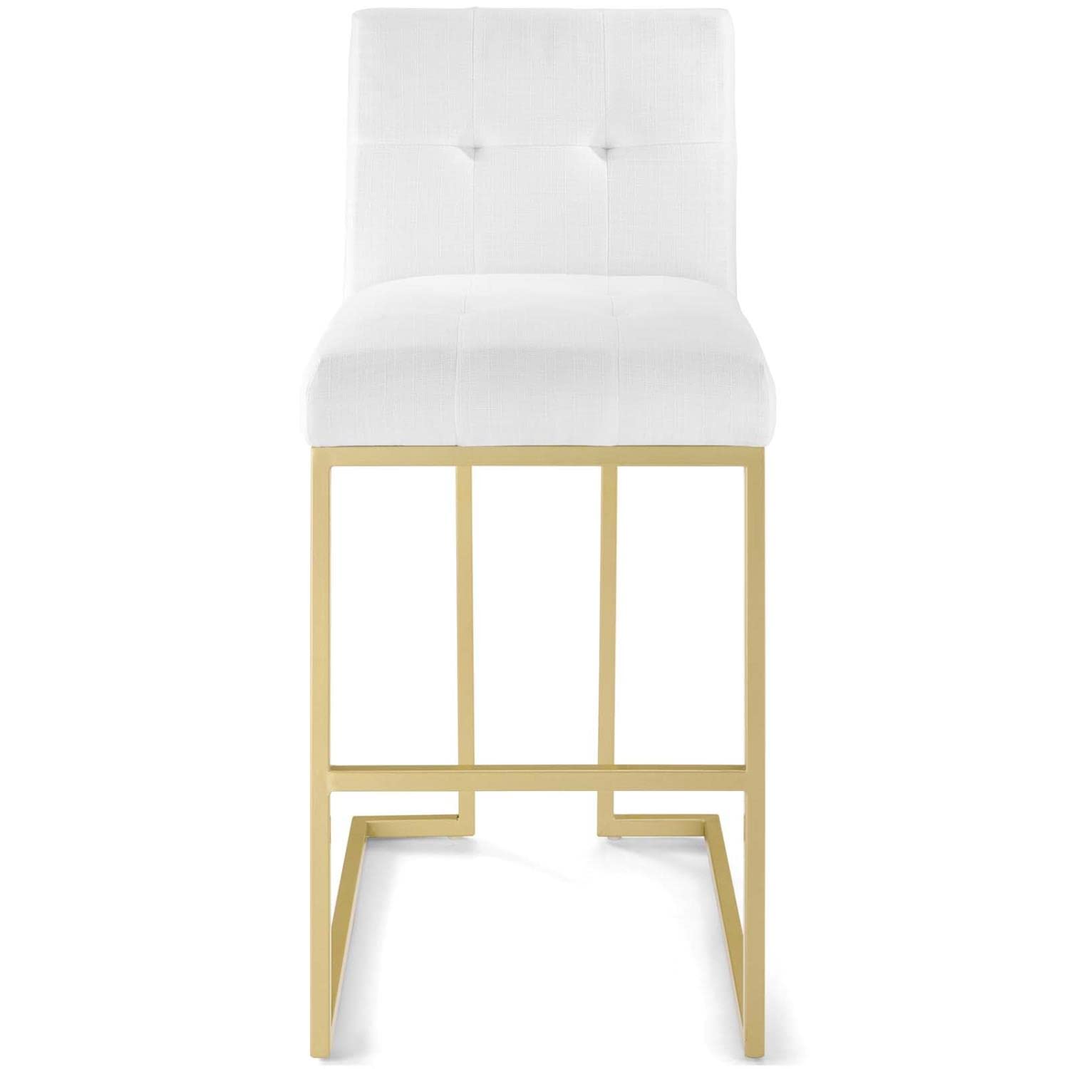 Modway Privy Stainless Steel Upholstered Fabric Bar Stool, Gold White