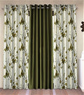 Fashion String 3 Piece 3D Tulips Eyelet Polyester Window Curtains  5 Feet, Green