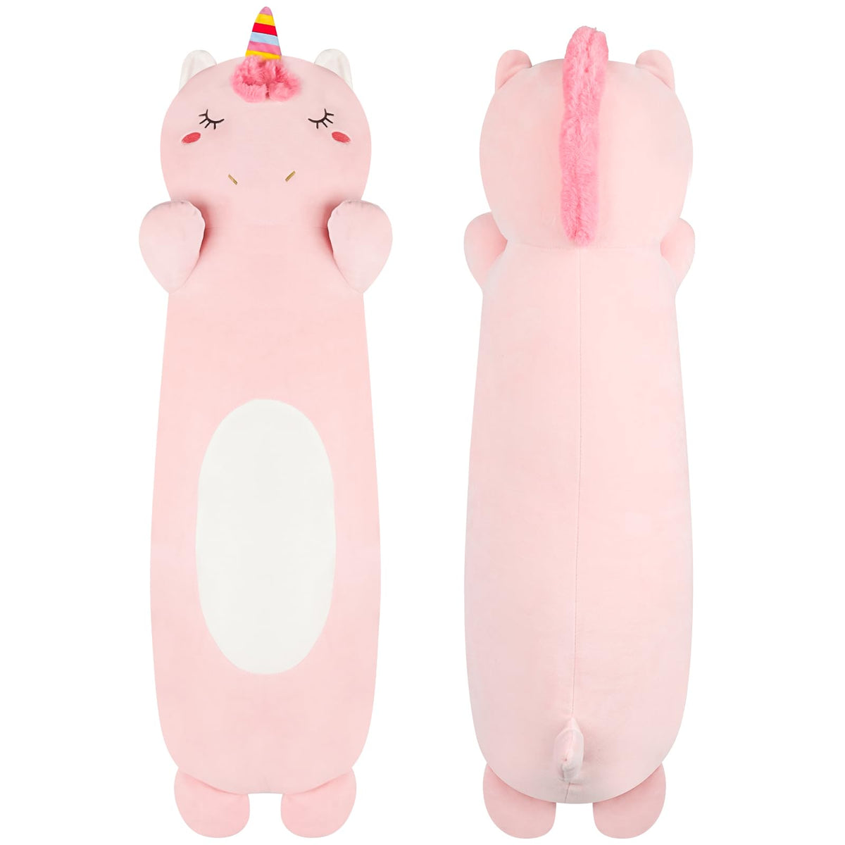 Haijunya 36    Long Unicorn Plush Body Pillow, Kawaii Cute Pink Unicorn Stuffed Animals, Hugging Squishy Pillow Soft Plushies To