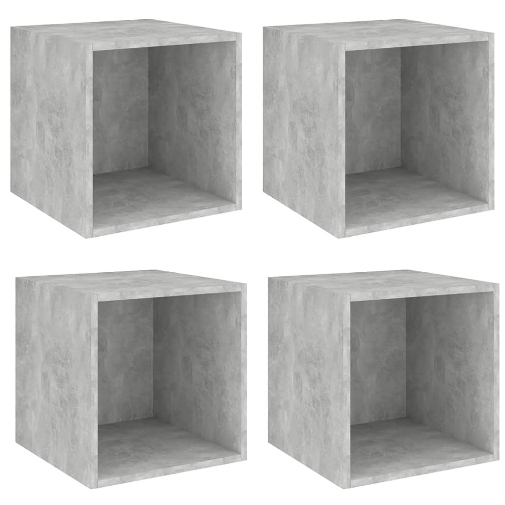 vidaXL Wall Cabinets 4 pcs Concrete Gray 14.6&quot;x14.6&quot;x14.6&quot; Chipboard