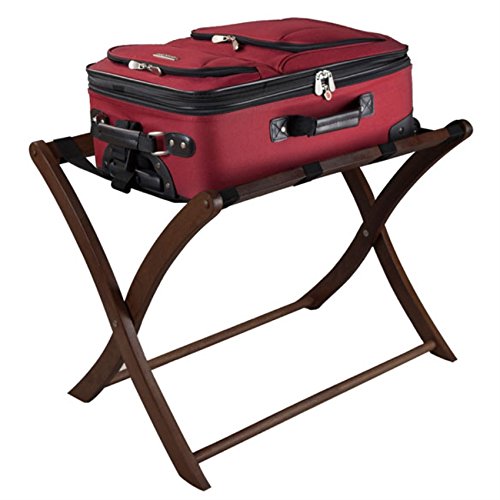 Ergode Scarlett Luggage Rack - Solid Wood, Walnut Finish, Foldable Design, Supports up to 75 lbs, Perfect for Guestrooms - 26.5'W x 18.7'D x 20'H