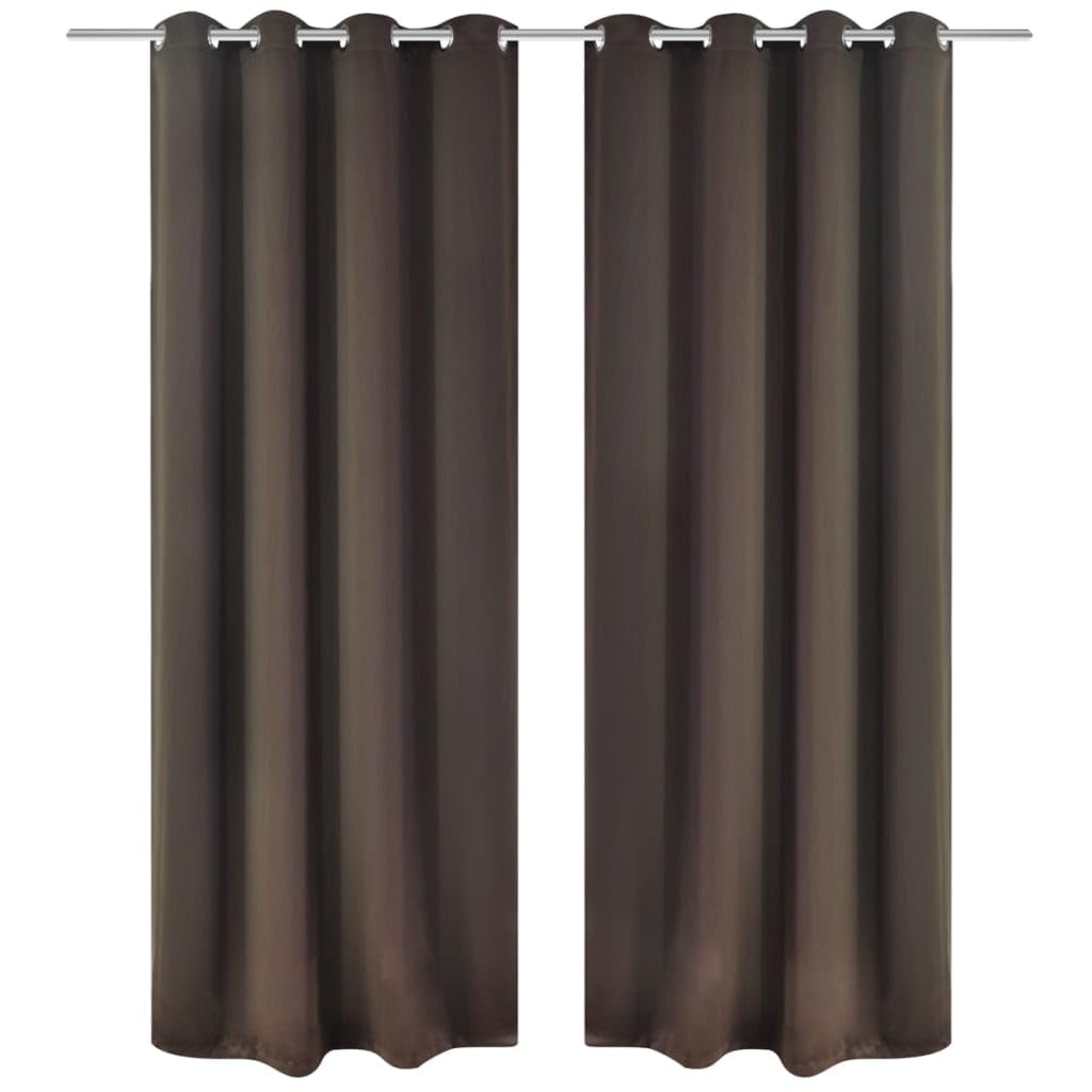 2 pcs Brown Blackout Curtains with Metal Rings 53&quot; x 96&quot;