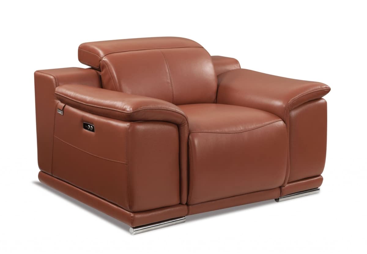 HomeRoots 476507 39.4 x 47.6 x 42.3 in. Mod Brown Italian Leather Recliner Chair, Camel