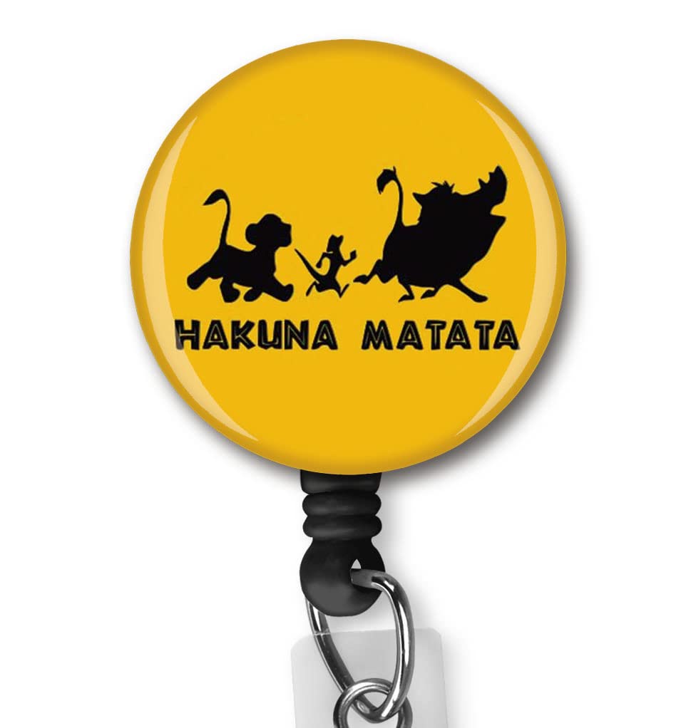 Yzkkbi Hakuna Matata Retractable Badge Reel Id Card Badge Holder With Alligator Clip Name Badge Holder Office Employee Name Badg