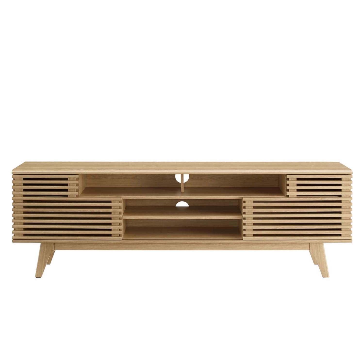 Modway Render Mid-Century Modern Low Profile 71 Inch Media Console TV Stand in Oak, 71&quot;